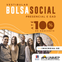 Inscrições abertas: processo seletivo da Bolsa Social Unimep de até 100% em cursos presenciais e a distância