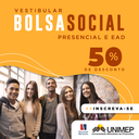Unimep inscreve para bolsas sociais de 50% em cursos presenciais e a distância